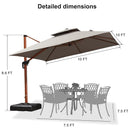 PURPLE LEAF SUNBRELLA Fabric Double Top Square Cantilever Umbrella with Wood Pattern