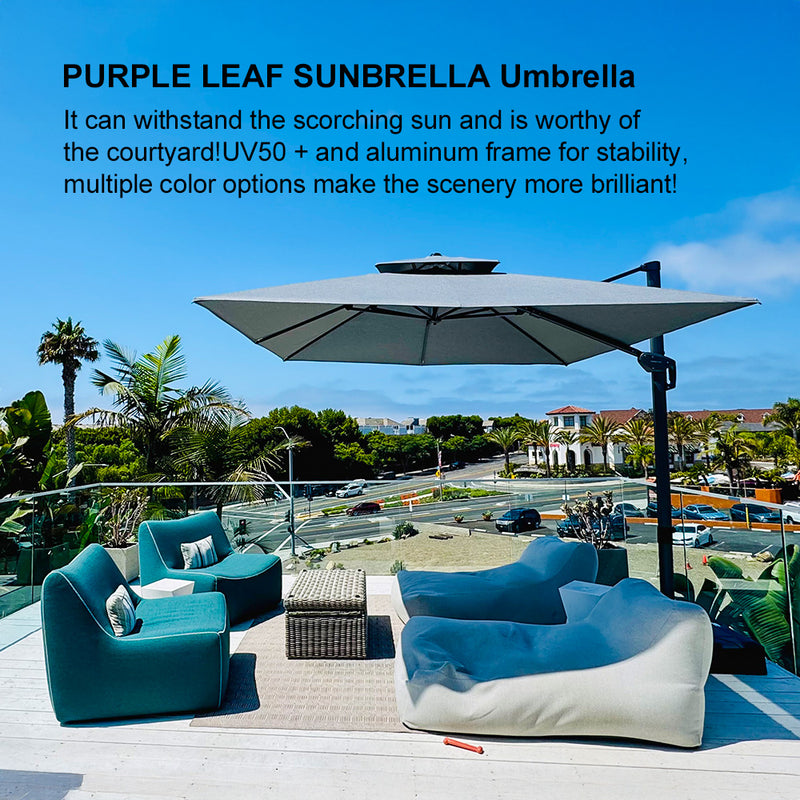 PURPLE LEAF Premium Patio Umbrella Classic SUNBRELLA Cantilever Umbrellas