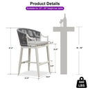 PURPLE LEAF Patio Bar Stools Set of 2 Outdoor Wicker Modern High Bar Chairs Metal Cushioned Barstools with Backs and Ergonomic Armrest