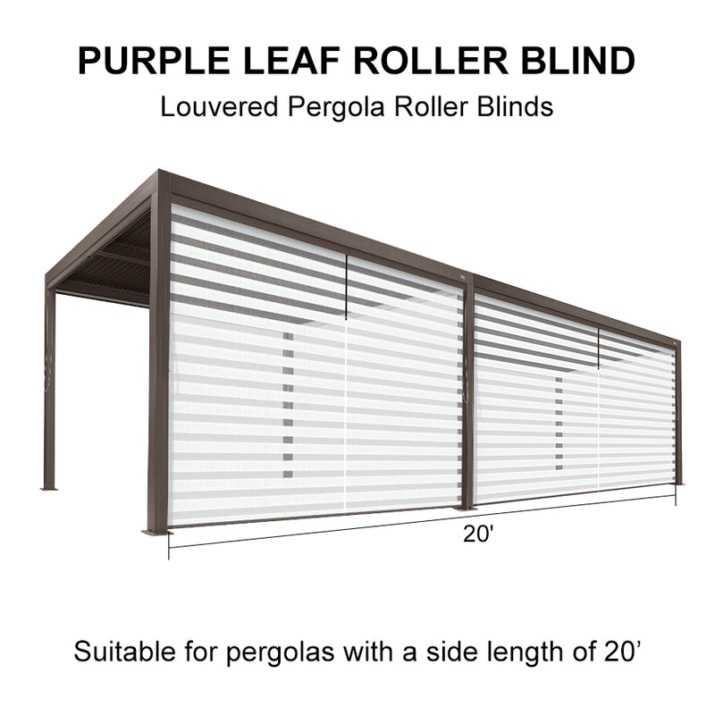 PURPLELEAF Outdoor Louvered Pergola Roller Blinds with Thermal Insulated, UV Protection Waterproof Fabric, Privacy Protection for Bronze Pergola, Easy to Install
