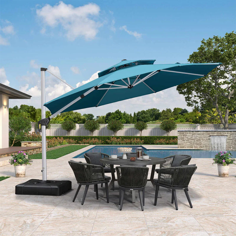 PURPLE LEAF Round Cantilever Patio Umbrella Heavy Duty Umbrella for Porch Garden Pool