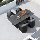 PURPLE LEAF Sanori Outdoor Dining Set Weather-Resistant Aluminum Table and Chairs Set with Backrest Pillow and Olefin Cushions for Deck