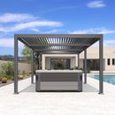 PURPLE LEAF Louvered Pergola 11.4' x 20.4' Outdoor Aluminum Pergola with Adjustable Roof for Deck Backyard Garden Grey Hardtop Gazebo