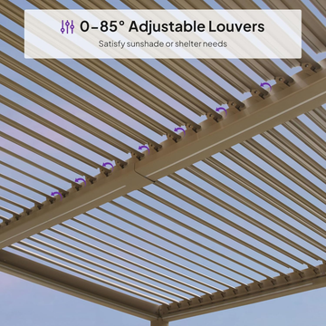 Solar Louvered Pergola w/ LED | Adjustable Aluminum Roof