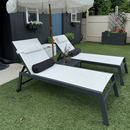 PURPLE LEAF Outdoor Lounge Chair Patio Chaise Pool Lounger Aluminum Frame with Side Table and Wheels for Outside Sunbathing Tanning Recliner Including Pillows