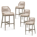 PURPLE LEAF Outdoor Bar Stool Set of 2,  Wicker Rattan Bar stools with Back Aluminum Outside Garden Patio Bar Chairs