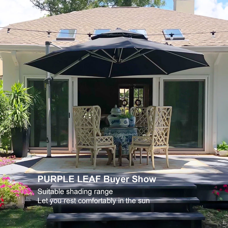 PURPLE LEAF Large Round Patio Cantilever Umbrella for Deck, Pool, Backyard