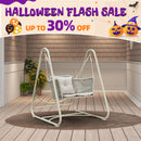 PURPLE LEAF Double Cloud Hanging Chair - Outdoor Patio Rattan Swing Chair with Cushion and Backrest.