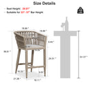 PURPLE LEAF Outdoor Bar Stools Set of 2 for Overweight Wicker Rattan Patio Barstools Woven Modern Bar Chairs with Backrest and Cushions for Garden Outside