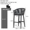 PURPLE LEAF Counter Stools, Bar Stools Set of 2 Rattan Bar Stools Wicker Bar Chairs Woven Aluminum Barstools with Back and Cushions