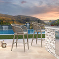 PURPLE LEAF Outdoor Bar stools Stools Set of 2 Rattan Bar Chairs with Embedded Cushions and  Back for Outdoor or Indoor