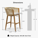 PURPLE LEAF Bar Stools Set of 2 Rattan Bar Stools with Cushions AluminumBar Chairs for Outdoor or Indoor Kitchen Bar Stools
