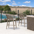 PURPLE LEAF Outdoor Bar stools Stools Set of 2 Rattan Bar Chairs with Embedded Cushions and  Back for Outdoor or Indoor