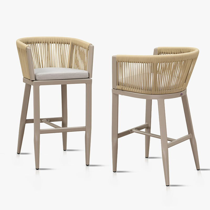 PURPLE LEAF Bar Stools Set of 2 Rattan Bar Stools with Cushions AluminumBar Chairs for Outdoor or Indoor Kitchen Bar Stools