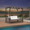 PURPLE LEAF 3-Seat Outdoor Metal Pergola Swing Bed Hanging Cloud Swing Chair with Stand Cushions & Pillows for Outdoor