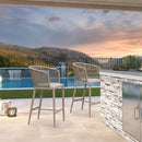 PURPLE LEAF Outdoor Bar stools Stools Set of 2 Rattan Bar Chairs with Embedded Cushions and  Back for Outdoor or Indoor