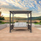 PURPLE LEAF 3-Seat Outdoor Metal Pergola Swing Bed Hanging Cloud Swing Chair with Stand Cushions & Pillows for Outdoor