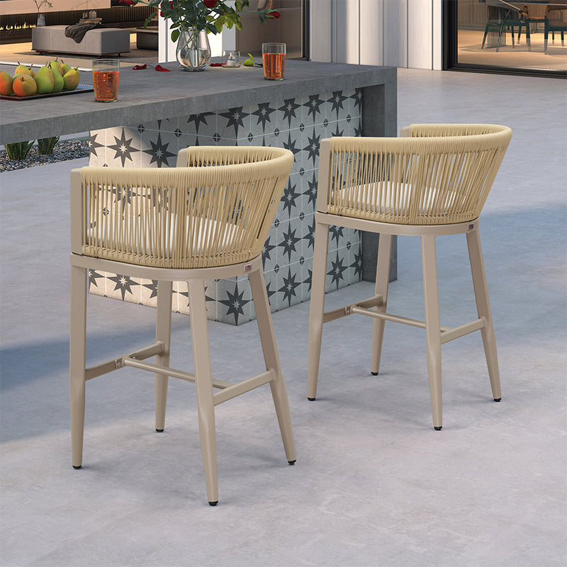 PURPLE LEAF Bar Stools Set of 2 Rattan Bar Stools with Cushions AluminumBar Chairs for Outdoor or Indoor Kitchen Bar Stools
