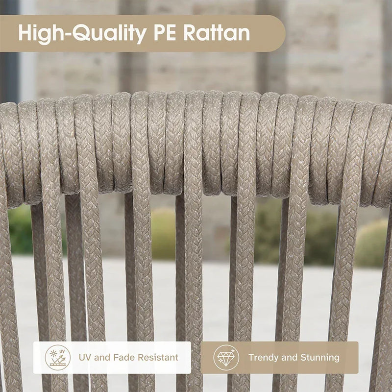 PURPLE LEAF 2 Pieces Patio Dining Chair Set All-Weather Wicker Dining Chair Aluminum Bistro Set with Cushions and Pillows for Garden Deck Kitchen