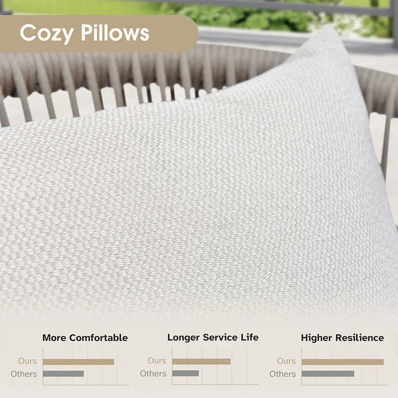 PURPLE LEAF 2 Pieces Patio Dining Chair Set All-Weather Wicker Dining Chair Aluminum Bistro Set with Cushions and Pillows for Garden Deck Kitchen