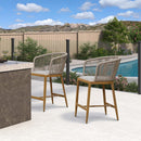 PURPLE LEAF Outdoor Bar stools Stools Set of 2 Rattan Bar Chairs with Embedded Cushions and  Back for Outdoor or Indoor