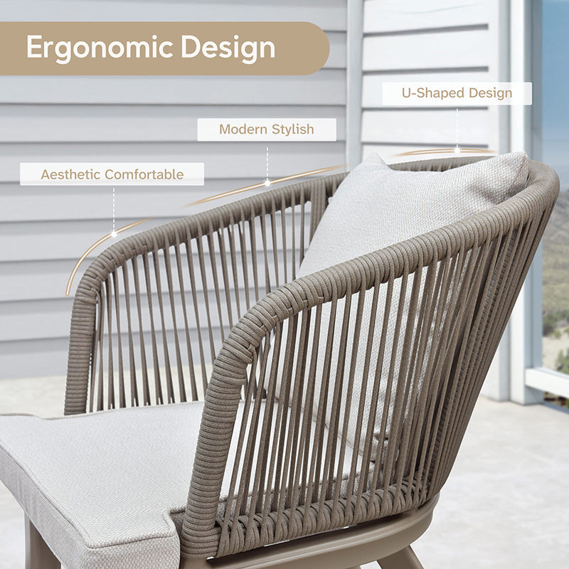 PURPLE LEAF Patio Dining Sets Aluminum Frame and Handwoven Wicker Chairs Set for Garden Deck, Cushions and Pillows included