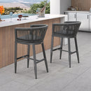 PURPLE LEAF Bar Stools Set of 2 Rattan Bar Stools with Cushions AluminumBar Chairs for Outdoor or Indoor Kitchen Bar Stools