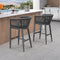 PURPLE LEAF Bar Stools Set of 2 Rattan Bar Stools with Cushions AluminumBar Chairs for Outdoor or Indoor Kitchen Bar Stools
