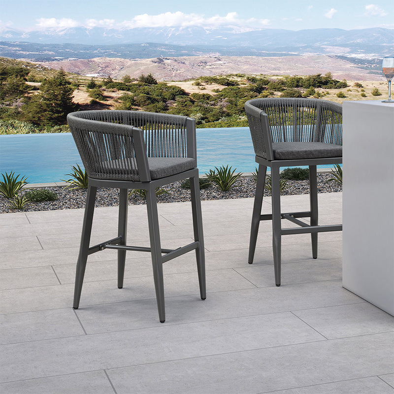 PURPLE LEAF Bar Stools Set of 2 Rattan Bar Stools with Cushions AluminumBar Chairs for Outdoor or Indoor Kitchen Bar Stools