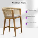 PURPLE LEAF Bar Stools Set of 2 Rattan Bar Stools with Cushions AluminumBar Chairs for Outdoor or Indoor Kitchen Bar Stools