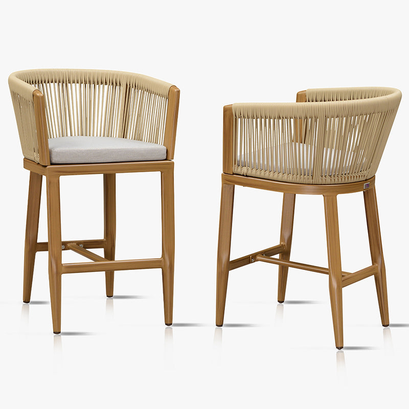 PURPLE LEAF Bar Stools Set of 2 Rattan Bar Stools with Cushions AluminumBar Chairs for Outdoor or Indoor Kitchen Bar Stools