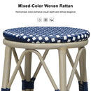 PURPLE LEAF Patio Round Bar Stools Set of 2 Outdoor Backless Barstools Woven Rattan Bar Chair  for Indoor Kitchen Island Bistros Cafe Restaurant