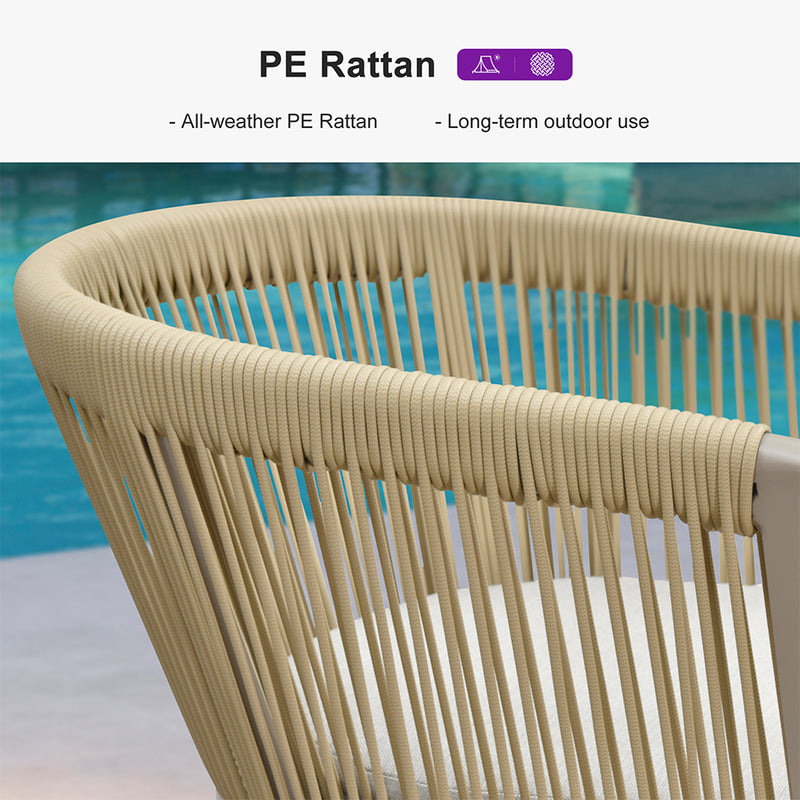 PURPLE LEAF Bar Stools Set of 2 Rattan Bar Stools with Cushions AluminumBar Chairs for Outdoor or Indoor Kitchen Bar Stools