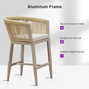 PURPLE LEAF Bar Stools Set of 2 Rattan Bar Stools with Cushions AluminumBar Chairs for Outdoor or Indoor Kitchen Bar Stools