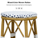 PURPLE LEAF Patio Round Bar Stools Set of 2 Outdoor Backless Barstools Woven Rattan Bar Chair  for Indoor Kitchen Island Bistros Cafe Restaurant