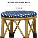 PURPLE LEAF Patio Round Bar Stools Set of 2 Outdoor Backless Barstools Woven Rattan Bar Chair  for Indoor Kitchen Island Bistros Cafe Restaurant
