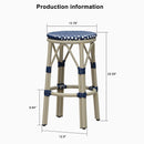 PURPLE LEAF Patio Round Bar Stools Set of 2 Outdoor Backless Barstools Woven Rattan Bar Chair  for Indoor Kitchen Island Bistros Cafe Restaurant