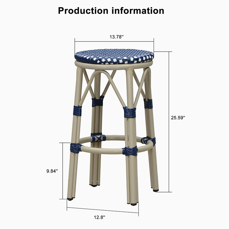 PURPLE LEAF Patio Round Bar Stools Set of 2 Outdoor Backless Barstools Woven Rattan Bar Chair  for Indoor Kitchen Island Bistros Cafe Restaurant