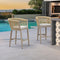 PURPLE LEAF Bar Stools Set of 2 Rattan Bar Stools with Cushions AluminumBar Chairs for Outdoor or Indoor Kitchen Bar Stools