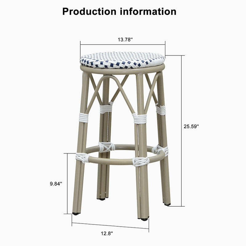 PURPLE LEAF Patio Round Bar Stools Set of 2 Outdoor Backless Barstools Woven Rattan Bar Chair  for Indoor Kitchen Island Bistros Cafe Restaurant