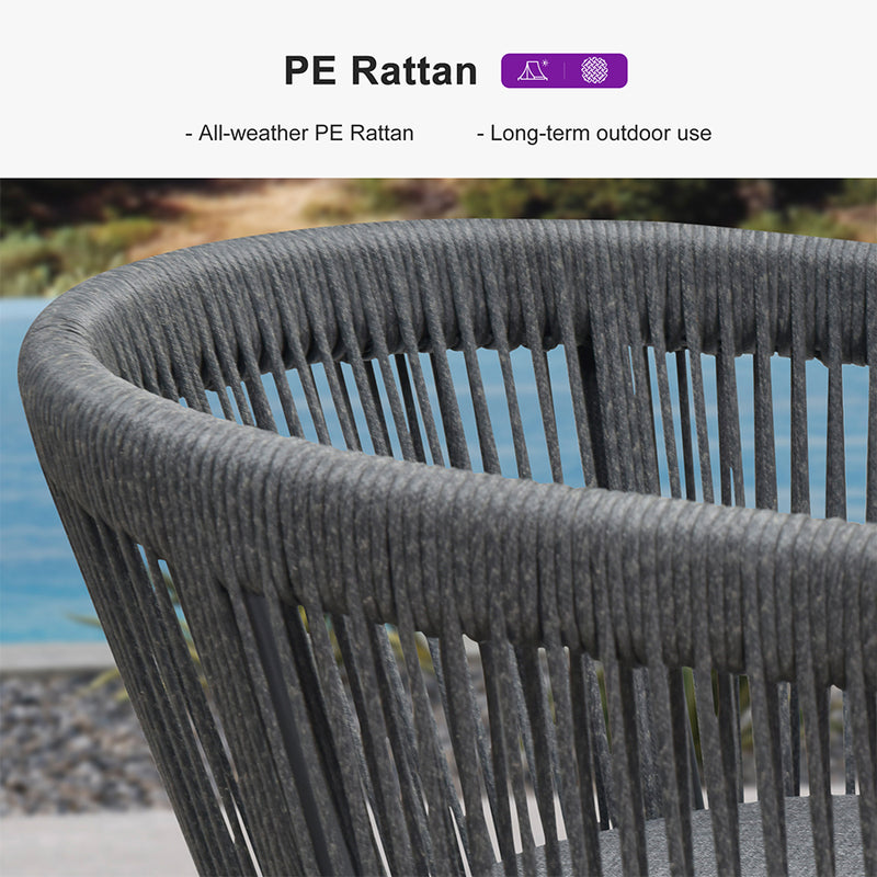 PURPLE LEAF Bar Stools Set of 2 Rattan Bar Stools with Cushions AluminumBar Chairs for Outdoor or Indoor Kitchen Bar Stools