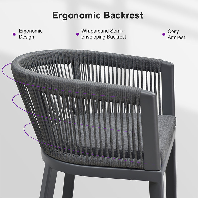 PURPLE LEAF Bar Stools Set of 2 Rattan Bar Stools with Cushions AluminumBar Chairs for Outdoor or Indoor Kitchen Bar Stools