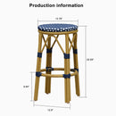 PURPLE LEAF Patio Round Bar Stools Set of 2 Outdoor Backless Barstools Woven Rattan Bar Chair  for Indoor Kitchen Island Bistros Cafe Restaurant