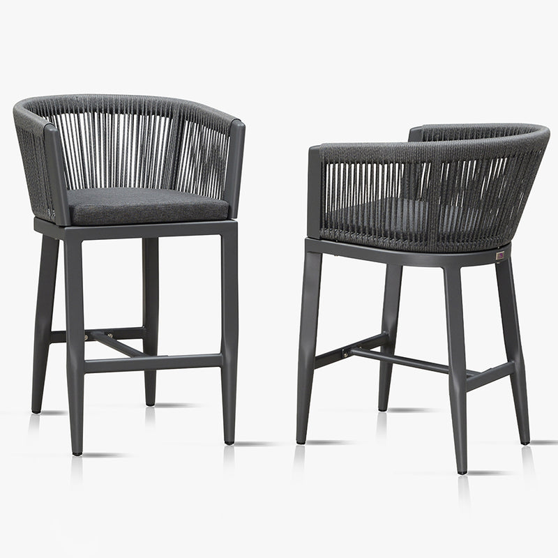 PURPLE LEAF Bar Stools Set of 2 Rattan Bar Stools with Cushions AluminumBar Chairs for Outdoor or Indoor Kitchen Bar Stools