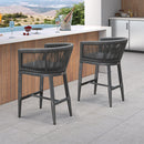 PURPLE LEAF Bar Stools Set of 2 Rattan Bar Stools with Cushions AluminumBar Chairs for Outdoor or Indoor Kitchen Bar Stools