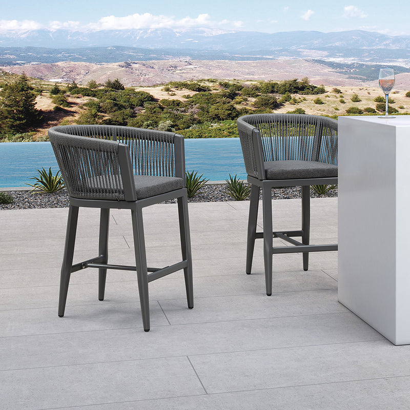 PURPLE LEAF Bar Stools Set of 2 Rattan Bar Stools with Cushions AluminumBar Chairs for Outdoor or Indoor Kitchen Bar Stools