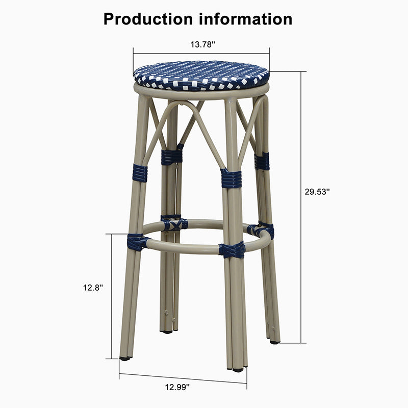 PURPLE LEAF Patio Round Bar Stools Set of 2 Outdoor Backless Barstools Woven Rattan Bar Chair  for Indoor Kitchen Island Bistros Cafe Restaurant