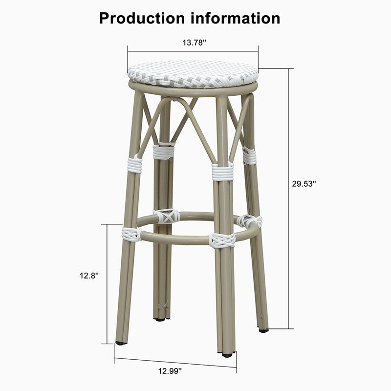 PURPLE LEAF Patio Round Bar Stools Set of 2 Outdoor Backless Barstools Woven Rattan Bar Chair  for Indoor Kitchen Island Bistros Cafe Restaurant