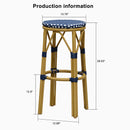 PURPLE LEAF Patio Round Bar Stools Set of 2 Outdoor Backless Barstools Woven Rattan Bar Chair  for Indoor Kitchen Island Bistros Cafe Restaurant