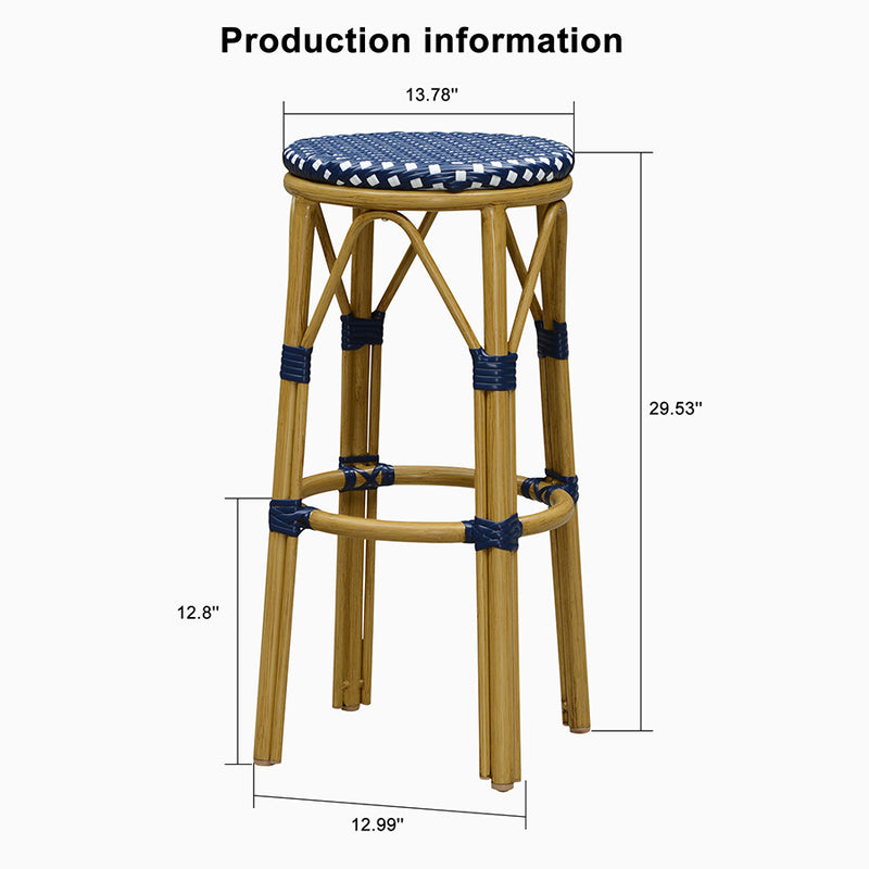 PURPLE LEAF Patio Round Bar Stools Set of 2 Outdoor Backless Barstools Woven Rattan Bar Chair  for Indoor Kitchen Island Bistros Cafe Restaurant